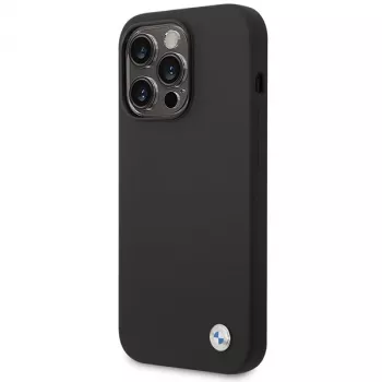 BMW BMHCP15XSILBK Θήκη Σιλικόνης για iPhone 15 Pro Max 6,7 ίντσες Μαύρο με Μεταλλικό Λογότυπο