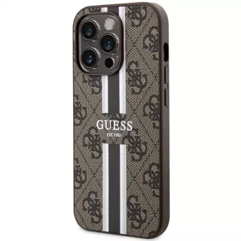 Guess GUHMP15LP4RPSW Σκληρή θήκη για iPhone 15 Pro 6,1 ιντσών Καφέ με τυπωμένες ρίγες MagSafe
