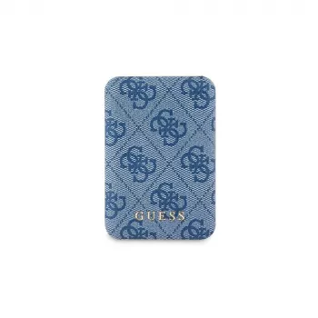 Guess Ασύρματο Power Bank 5000mAh Μπλε 4G Δέρμα Metal Logo MagSafe 15W