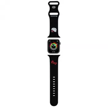 Hello Kitty HKAWLSCHBLK Σιλικονούχο Λουράκι για Apple Watch 42/44/45/49mm Μαύρο