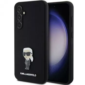 Karl Lagerfeld KLHCS23FEMHKNPK S23 FE S711 Μαύρη Σιλικονούχα Ikonik Metal Pin Προστατευτική Θήκη