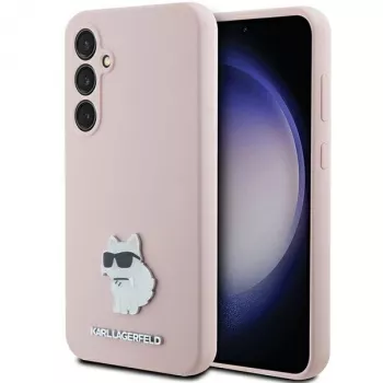 Karl Lagerfeld KLHCS23FESMHCNPP S23 FE S711 Ροζ Σιλικονούχα Choupette Metal Pin Θήκη για Samsung Galaxy S23 FE