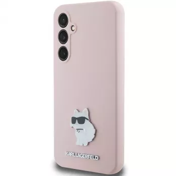 Karl Lagerfeld KLHCS23FESMHCNPP S23 FE S711 Ροζ Σιλικονούχα Choupette Metal Pin Θήκη για Samsung Galaxy S23 FE