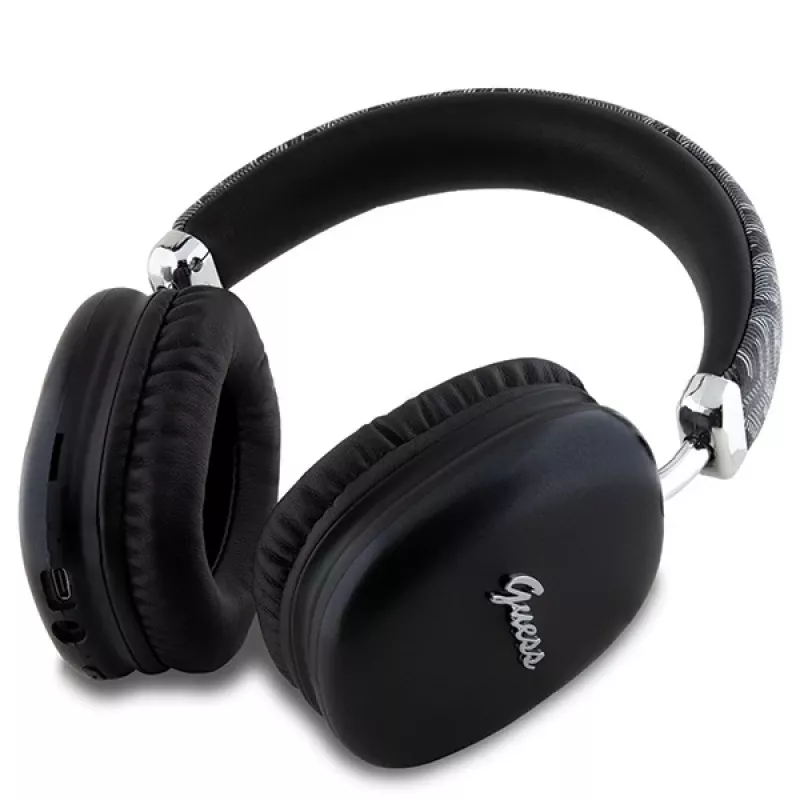 Guess Gcube Metallic Script Logo On-Ear Bluetooth Ακουστικά Μαύρο