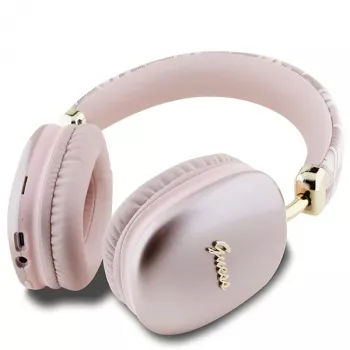 Guess Gcube Metallic Script Logo On-Ear Bluetooth Ακουστικά Ροζ