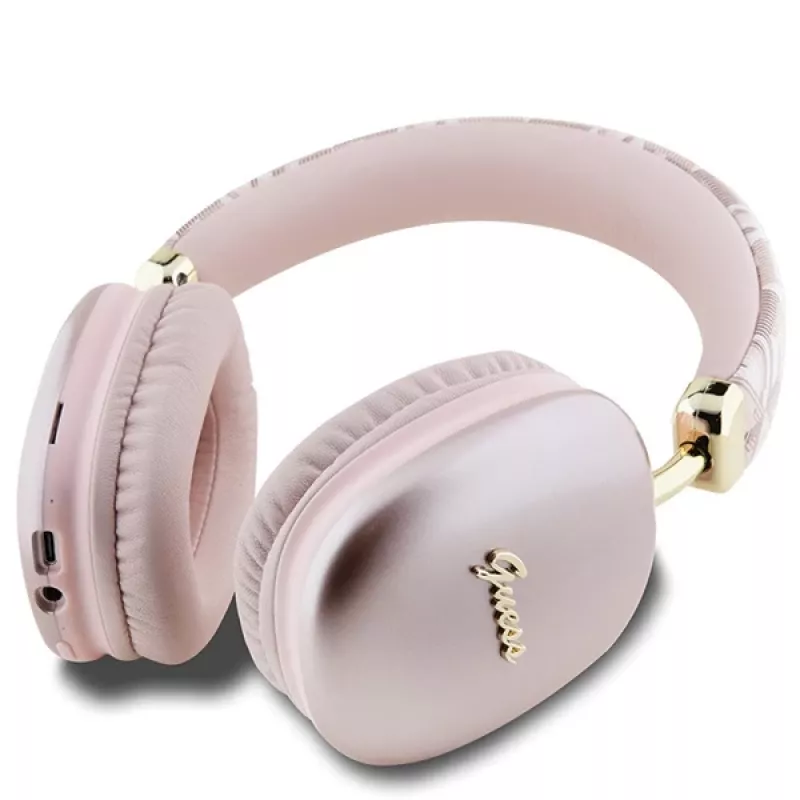 Guess Gcube Metallic Script Logo On-Ear Bluetooth Ακουστικά Ροζ
