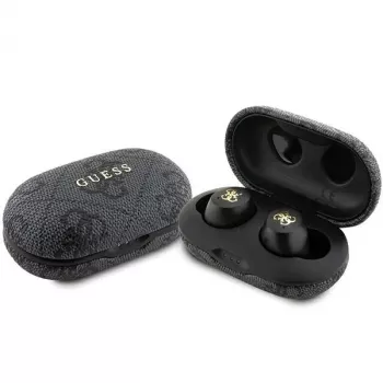 Guess 4G Metal Logo Bluetooth TWS ENC Ακουστικά με Θήκη Φόρτισης (Μαύρο)