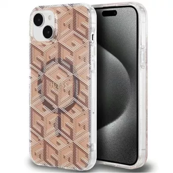 Guess GUHMP15MHGCUSTGW GCube σκληρή θήκη για iPhone 15 Plus / 14 Plus 6,7 inch καφέ IML MagSafe