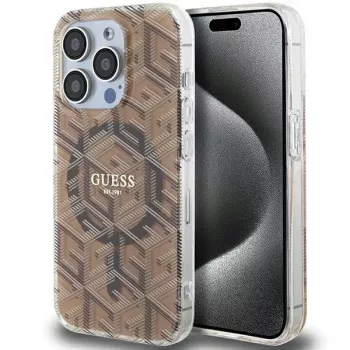 Guess GUHMP15XHGCUSTGW iPhone 15 Pro Max 6,7 inch σκληρή θήκη IML GCube MagSafe καφέ