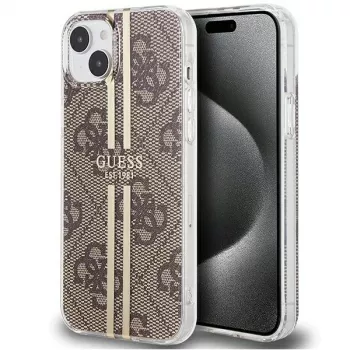 Guess GUHCP15MH4PSEGW iPhone 15 Plus / 14 Plus 6,7 inch σκληρή θήκη IML 4G Gold Stripe καφέ