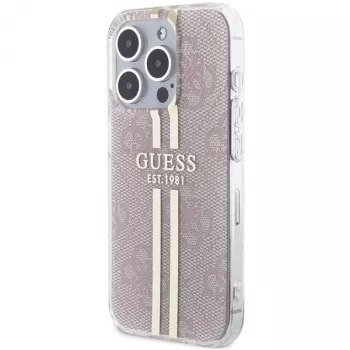 Guess GUHCP15LH4PSEGP iPhone 15 Pro 6,1 inch ροζ σκληρή θήκη IML 4G Gold Stripe
