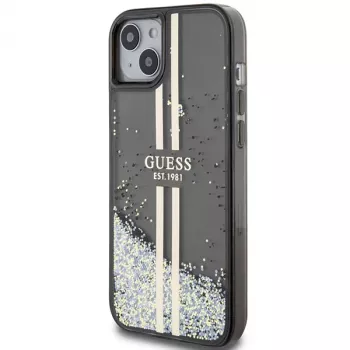 Guess GUHCP15MLFCSEGK Liquid Glitter Gold Stripes σκληρή θήκη για iPhone 15 Plus / 14 Plus 6,7 inch - μαύρο