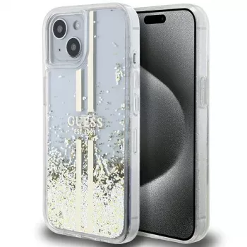 Guess GUHCP15MLFCSEGT iPhone 15 Plus / 14 Plus 6,7 inch διαφανής σκληρή θήκη Liquid Glitter χρυσές ρίγες