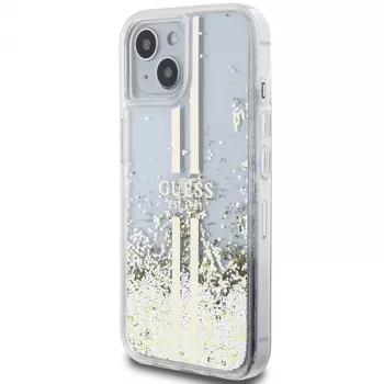 Guess GUHCP15MLFCSEGT iPhone 15 Plus / 14 Plus 6,7 inch διαφανής σκληρή θήκη Liquid Glitter χρυσές ρίγες