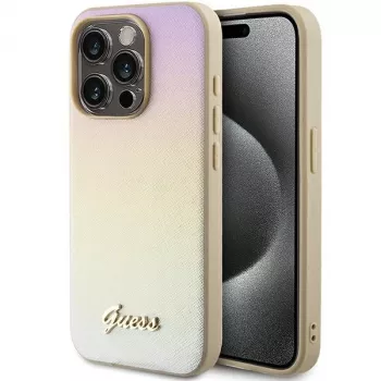 Guess GUHCP14XPSAIRSD Saffiano Iridescent Script σκληρή θήκη για Apple iPhone 14 Pro Max 6,7 inch - χρυσό
