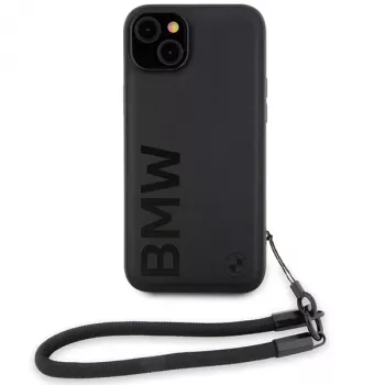 BMW Signature Leather Wordmark Cord σκληρή θήκη για iPhone 15 Plus / 14 Plus 6,7 inch - μαύρο