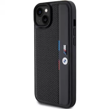 BMW M Collection σκληρή θήκη για iPhone 15 Plus / 14 Plus 6,7 inch μαύρο διάτρητο Tricolor Line