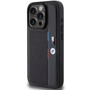 BMW Perforated Tricolor Line σκληρή θήκη για Apple iPhone 15 Pro 6.1 μαύρο