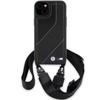 BMW M Edition Carbon Stripe & Strap σκληρή θήκη για iPhone 15 Plus / 14 Plus 6,7 inch μαύρο