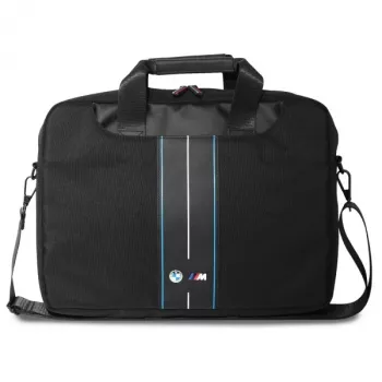 BMW τσάντα laptop 16 inch μαύρο νάιλον μπλε ρίγα
