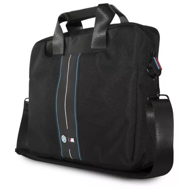 BMW τσάντα laptop 16 inch μαύρο νάιλον μπλε ρίγα