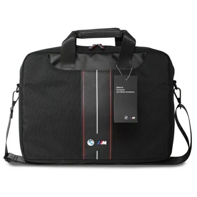 BMW τσάντα laptop 16 inch μαύρο νάιλον κόκκινη ρίγα