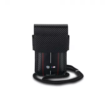 BMW θήκη πορτοφόλι για iPhone 15 Pro Max - μαύρο Carbon Red Stripes