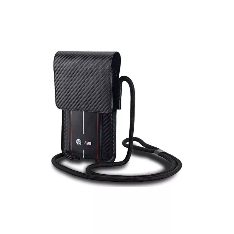 BMW θήκη πορτοφόλι για iPhone 15 Pro Max - μαύρο Carbon Red Stripes