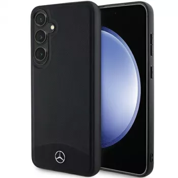Mercedes-Benz Galaxy S24 σκληρή θήκη δερμάτινη με υφή & λεία MagSafe μαύρη