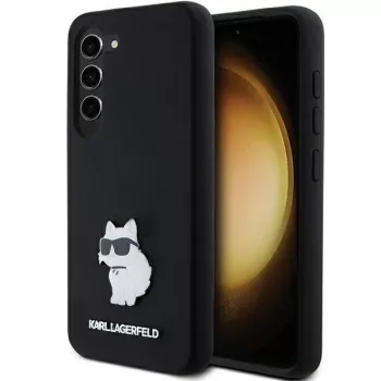 Karl Lagerfeld KLHCS23SSMHCNPK S23 S911 μαύρη σκληρή θήκη σιλικόνης Choupette Metal Pin