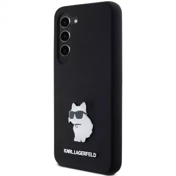 Karl Lagerfeld KLHCS23SSMHCNPK S23 S911 μαύρη σκληρή θήκη σιλικόνης Choupette Metal Pin