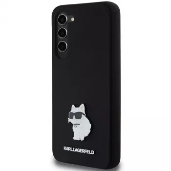 Karl Lagerfeld KLHCS23MSMHCNPK S23+ S916 μαύρη σκληρή θήκη σιλικόνης Choupette Metal Pin