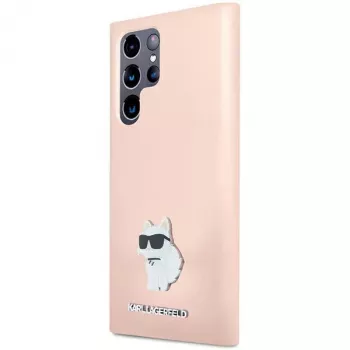 Karl Lagerfeld KLHCS23LSMHCNPP S23 Ultra S918 ροζ θήκη σιλικόνης Choupette Metal Pin