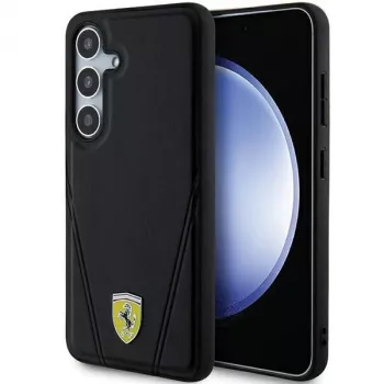 Ferrari FEHMS24MP3BAK Hot Stamp V Lines MagSafe σκληρή θήκη για Samsung Galaxy S24+ (μαύρη)
