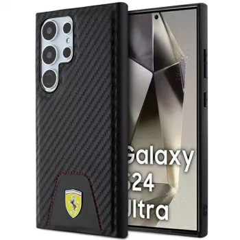 Ferrari FEHCS24LN3PUK σκληρή θήκη για Samsung Galaxy S24 Ultra, Carbon Stitched Bottom, μαύρη