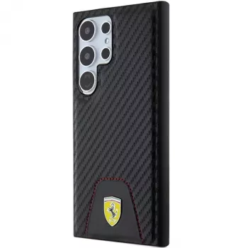 Ferrari FEHCS24LN3PUK σκληρή θήκη για Samsung Galaxy S24 Ultra, Carbon Stitched Bottom, μαύρη