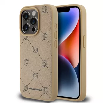 Karl Lagerfeld KLHMP15XPGKHPHE iPhone 15 Pro Max 6,7 ιντσών μπεζ πίσω κάλυμμα Karl Heads MagSafe