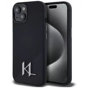 KARL LAGERFELD θήκη MagSafe Silicone Shadow Metal Initial για iPhone 15 μαύρη