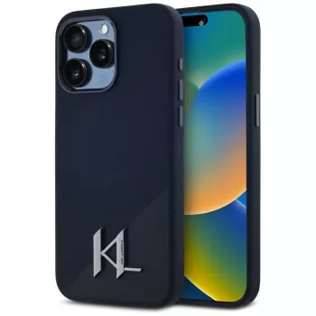 KARL LAGERFELD θήκη MagSafe Silicone Shadow Metal Initial για iPhone 15 Pro, μαύρη