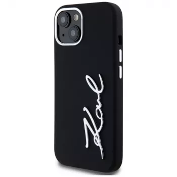 KARL LAGERFELD θήκη Silicone Metal Script Logo για Apple iPhone 15, μαύρη