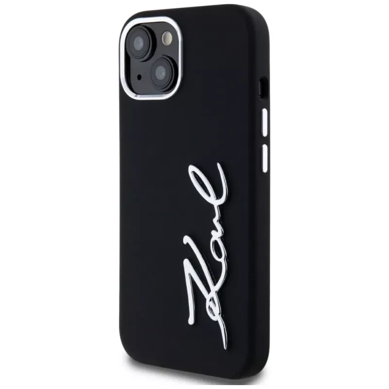 KARL LAGERFELD θήκη Silicone Metal Script Logo για Apple iPhone 15, μαύρη