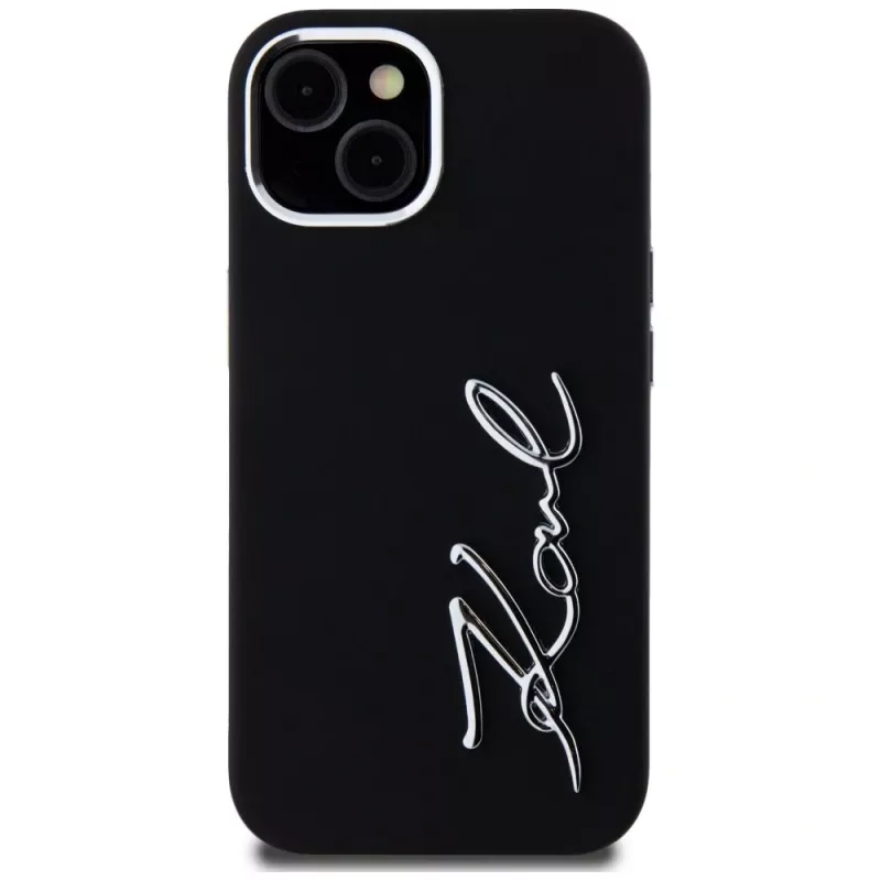 KARL LAGERFELD θήκη Silicone Metal Script Logo για Apple iPhone 15, μαύρη