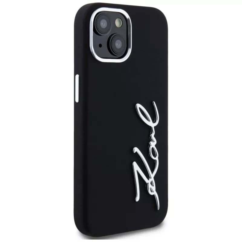 KARL LAGERFELD θήκη Silicone Metal Script Logo για Apple iPhone 15, μαύρη