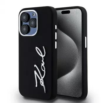 Karl Lagerfeld KLHCP15LSCMSMVK Hardcase Silicone Metal Script Logo για iPhone 15 Pro 6.1 μαύρο