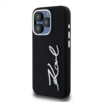 Karl Lagerfeld KLHCP15LSCMSMVK Hardcase Silicone Metal Script Logo για iPhone 15 Pro 6.1 μαύρο