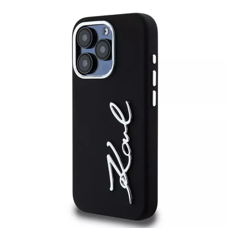 Karl Lagerfeld KLHCP15LSCMSMVK Hardcase Silicone Metal Script Logo για iPhone 15 Pro 6.1 μαύρο