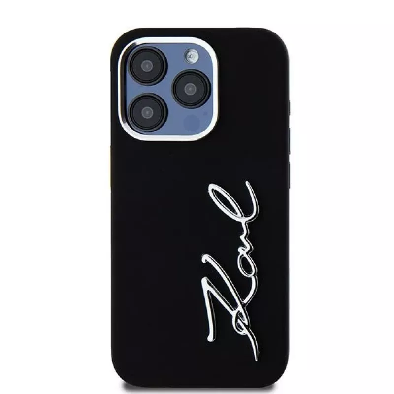 Karl Lagerfeld KLHCP15LSCMSMVK Hardcase Silicone Metal Script Logo για iPhone 15 Pro 6.1 μαύρο