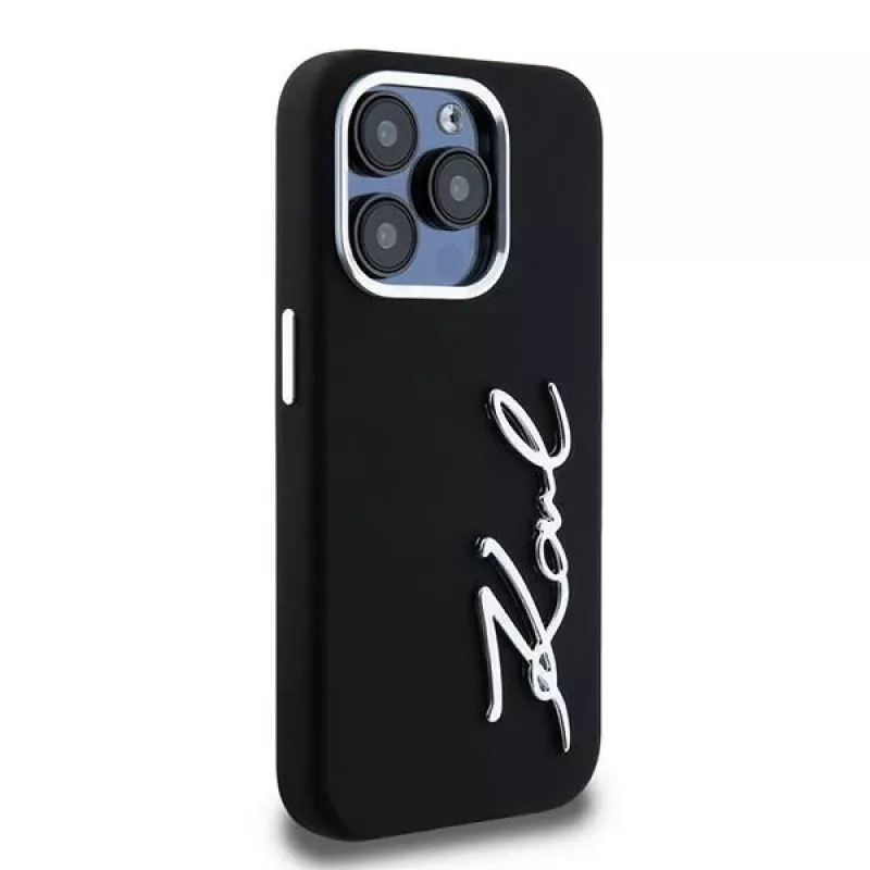 Karl Lagerfeld KLHCP15LSCMSMVK Hardcase Silicone Metal Script Logo για iPhone 15 Pro 6.1 μαύρο