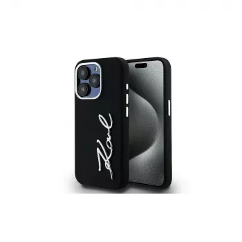 KARL LAGERFELD θήκη Silicone Metal Script Logo για Apple iPhone 15 Pro Max, μαύρη