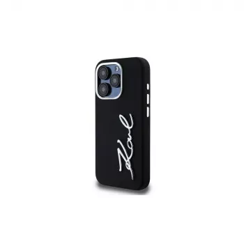 KARL LAGERFELD θήκη Silicone Metal Script Logo για Apple iPhone 15 Pro Max, μαύρη